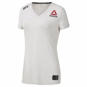 Koszulki Damskie Reebok UFC V-Neck Szare PL 65YIZLP